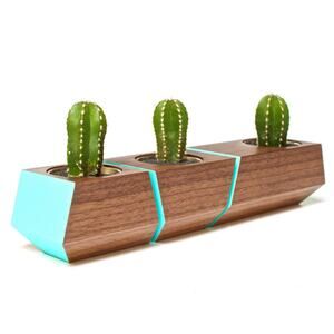 Urbilis Walnut & Robin Blue Boxcar Planter 2 Piece Garden/Home Decor Indoor